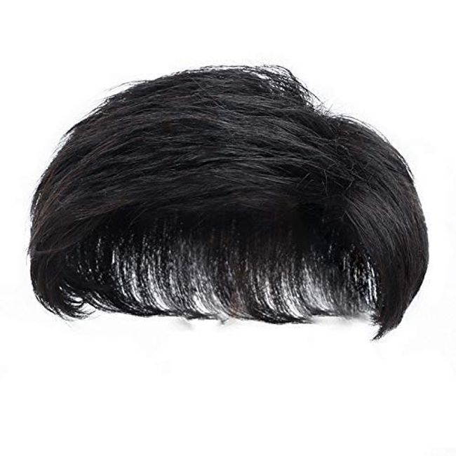 Remeehi Human Hair Clip In 100% Human Hair Topper Piece Thin Air Bangs  Fringe For Cover White Hair