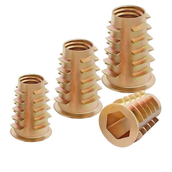 Qrity 20 Pcs Hex Socket Screw-in Nuts Fastener M6x15mm, Zinc Alloy Ladder-Shaped Threaded Insert Nuts, Interface Hex Socket Drive