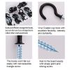 KUUQA 70 Pieces Black Vinyl Coated Ceiling Screw Hooks Cup Hooks Set (6 Sizes)
