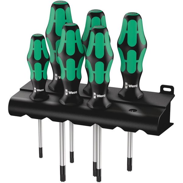 Wera 367/6 TORX® Kraftform screwdriver set with rack, 6pc, 05028062001,Multi-colour,315 x 155 x 40 mm