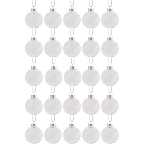 Creative Hobbies® - Bulk Value Pack of 25 pcs - 67mm (2-5/8 Inch) Round Clear Plastic Ball Ornaments - Great for Crafting DIY Christmas Ornaments