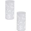 2 Pack - Table Lamp-Colour - Shade White Printed Glass-in Line Switch- E14-1x60W - Side Console Free Standing Base Bedside Task Base Set