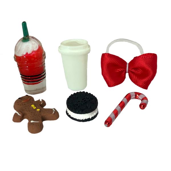 LPS Pet Shop 6 PC Christmas Food Bow Accessories Lot