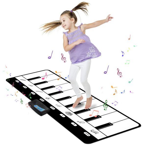 M SANMERSEN Piano Mat, Kids Musical Mat Floor Piano Keyboard Mat with 8 Instruments Sounds Music Dance Touch Play Mat, Early Educational Toys Birthday Gifts for 1 2 3 4 5 Year Old Boys Girls