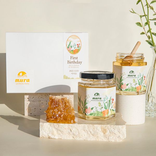 [The Dotom] Mura Honey Return Gift 160g+Honey Dipper (Completely Wrapped Sticker) Stone Marriage Condolence Promotion Opening Group Gift Set, 160g, 1ea