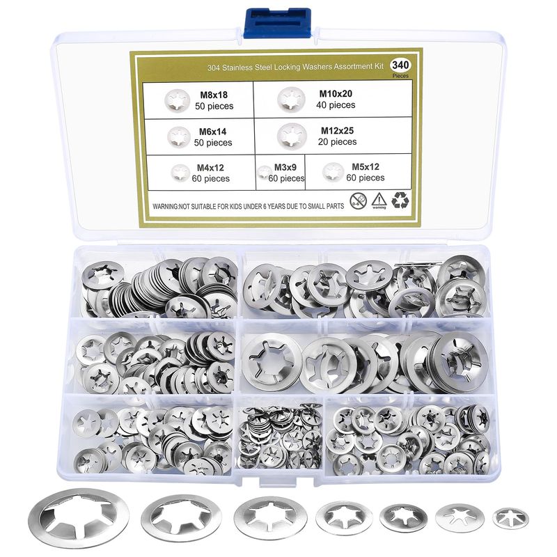 340 Pcs Starlock Washers, Internal Tooth Washers, Quick Speed Locking ...