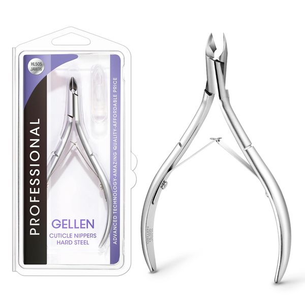 Gellen 16 Jaw Cuticle Trimmer Professional Cuticle Nippers with Sharp Blades HL-505 Double Spring S45C Hard Steel Cuticle Clippers Manicure Tools