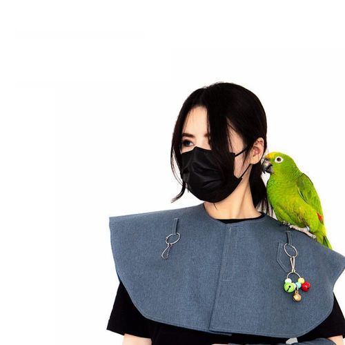 Parrot Anti-Scratch Bird Poop Shoulder Protector Birds Anklet Toys, Multi-Functional Bird Diaper Flight Suits Pee Pads Diaper Poop Shawl for Medium Cockatiel Parakeet Macaw (Shoulder Protector-Blue)