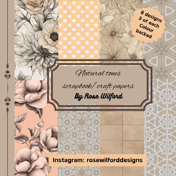 Natural tones scrapbook, craft and card making papers