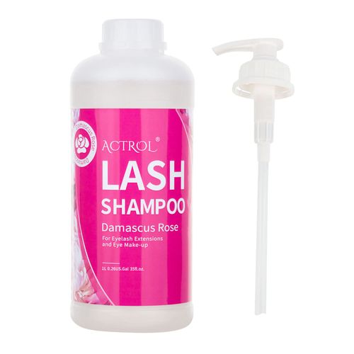 ACTROL Eyelash Extension Cleanser Rose 1L Natural Lash Extension Shampoo Professional Eyelid Foaming Cleanser Paraben & Sulfate Free Non-lrritating with Salon and Home Care