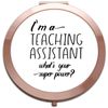 I’m A Teaching Assistant Personalised What’s Your Superpower – Teacher Appreciation Gift folding compact pocket mirror - rose gold round circle shape