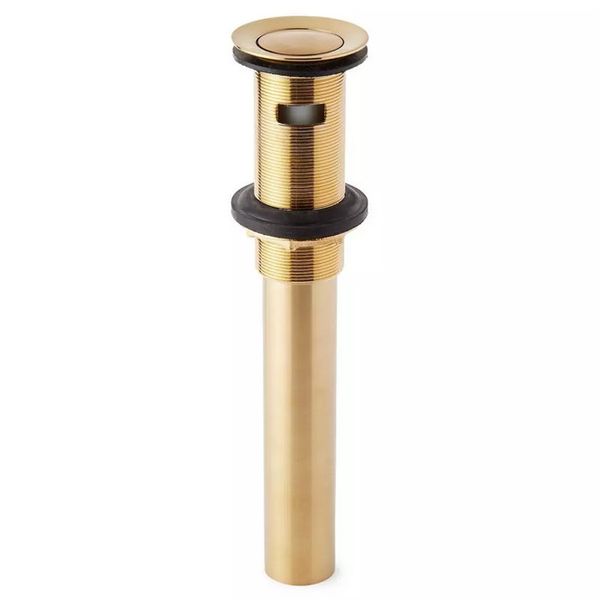 Extended Press Type Pop-Up Bathroom Drain - Overflow Hole - Brushed Gold