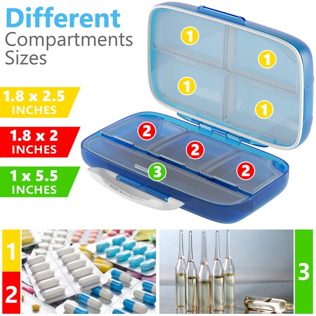 Home Supplement Holder Portable Vitamin 7 Compartment Airtight