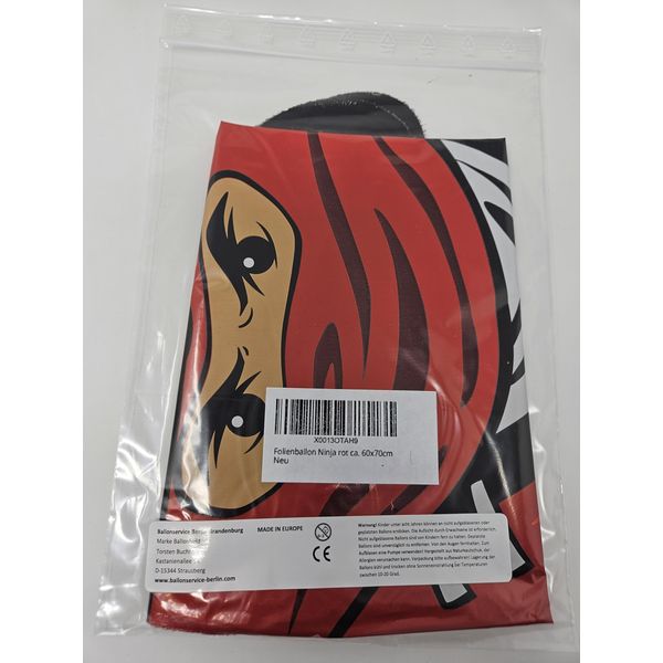 Foil Balloon Ninja Red Approx. 60 x 70