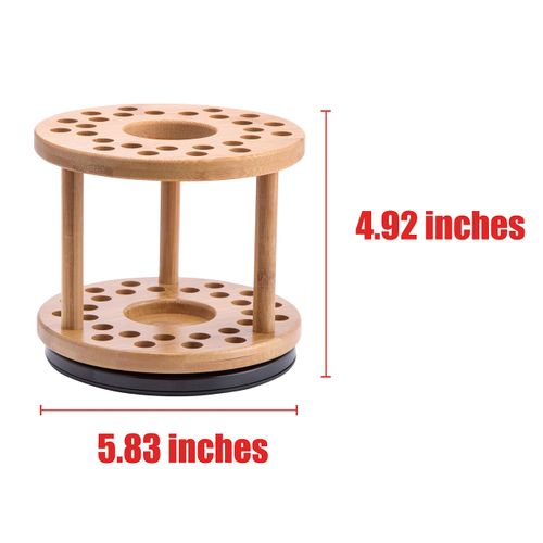 J JACKCUBE DESIGN JackCubeDesign 360 Rotating Bamboo Watercolor Paint Brush Holder Water Coloring Brush Organiser Display Stand Tray Rack with 27 Holes and 1 Big Hole – MK441A