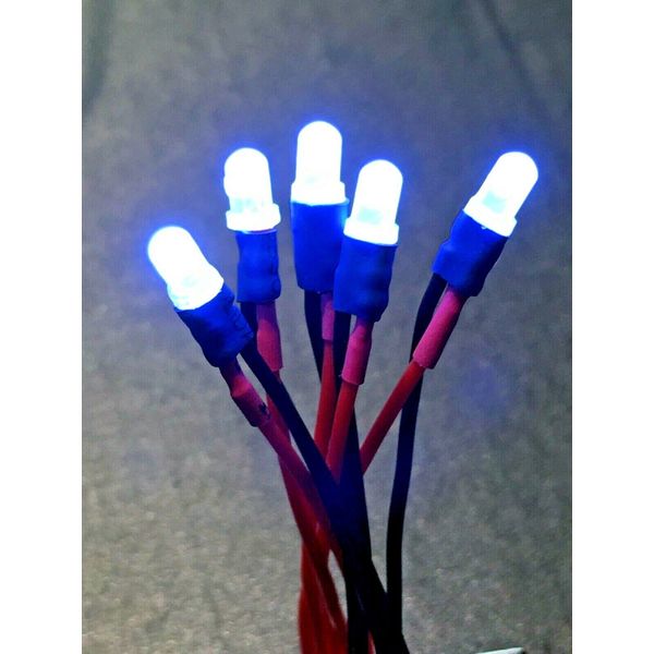 x5 2" LEADS BRIGHT WHITE LED SLOT CAR LIGHT BULB 1:43 SCALE WORKS ON 3V TO 20VDC