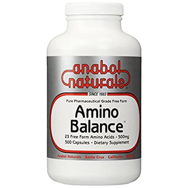Amino Balance 500 caps, Energy Amino Supplement, Complete 23 Free Form Amino Blend Formula with BCAA’s, 9 Essential Amino Acids EAA’s for Sports Nutrition, Post Workout Muscle Recovery