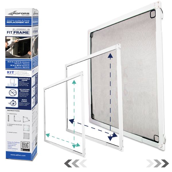 ADFORS Custom Window Screen Replacement Kit, Adjustable Screen Frame, and Mesh