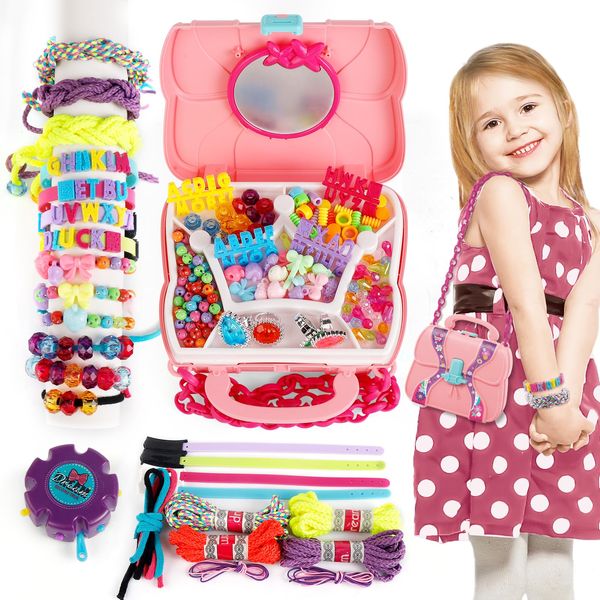 YouCute Bracelet Making Kit Toys Ages 6 7 8 9 10 11 12 Year Old Girl Birthday Gifts Ideas Present Kids Travel Activity Crafts Arts Kit Crafts String Bracelet DIY Maker Tool