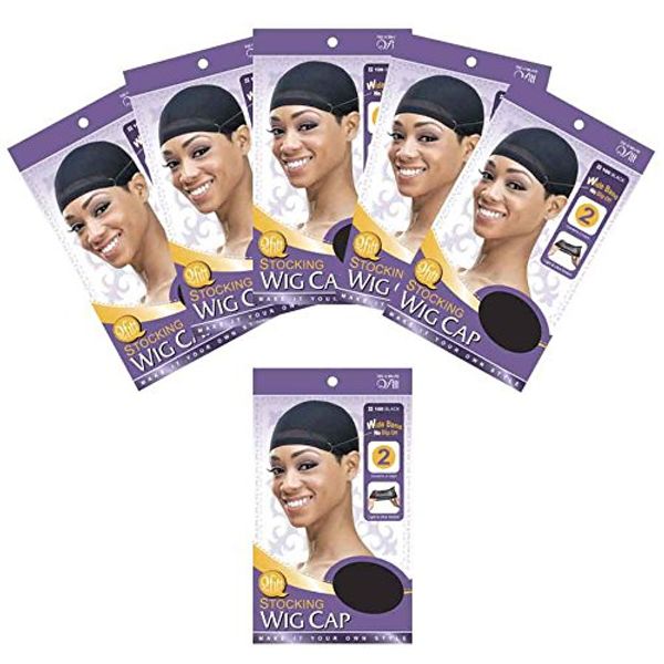 (6 Pack) Qfitt- Wide Band Stocking Wig Cap #100