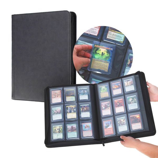 BCW Top Loader Binder | 9-Pocket LX Album | Black Leatherette Toploader | Archival Safe | Side-Loading Pages | Holds 252 Standard 3x4 Toploaders | Ideal for Sports, Trading, and Gaming Cards