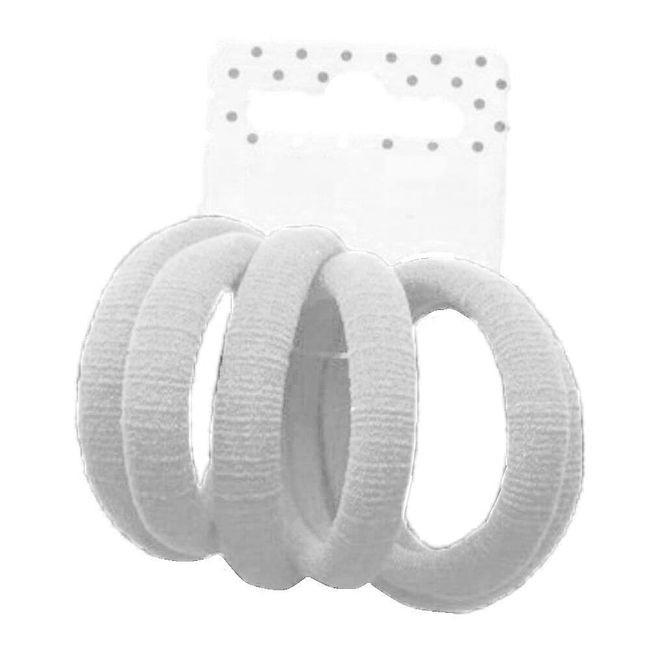 HD Novelty Set of 6 Soft Jersey Endless Hair Elastics Bobbles Bands 6-8mm Thick Elastic Hair Ties Ponytail Holders Stretchy Hair Bands Elastic Cords Hair Accessory for Girls Women Ladies (White)