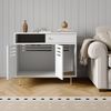 White Hidden Cat Litter Cabinet w/Ventilation & Mat, Dog Proof End Table Storage
