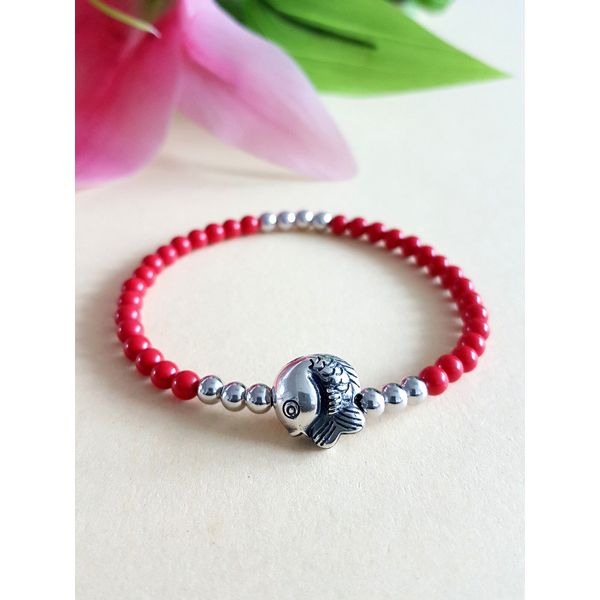 A powerful wish fulfillment, passing, promotion, promotion, success symbol petit carp (Silver 925 oil painting) simple hard surface injection wish bracelet