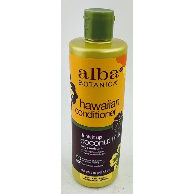 Alba Botanical Hawaiian Conditioner Drink It Up Coconut Milk Mega Moisture 12 oz