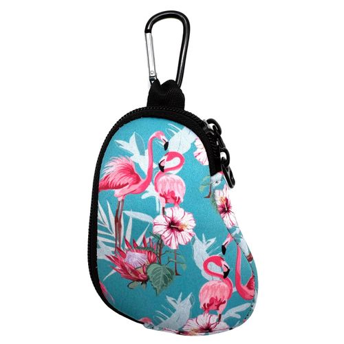 AMMKRO Neoprene Asthma Inhaler Holder, Protective Portable Travel Handy Holster, Lightweight Carrying Case with Carabiner Clip, Inhaler Not Included (Flamingo)