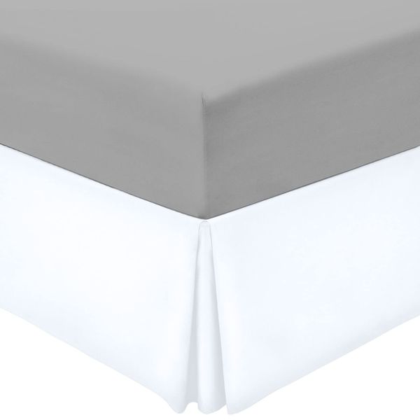 Mellanni White Bed Skirt King Size - Bed Frame and Box Spring Cover - 15-Inch Tailored Drop Pleated Dust Ruffle - Luxury Bedding - Easy Fit, Wrinkle, Fade, Stain Resistant - 1 Bedskirt (King, White)