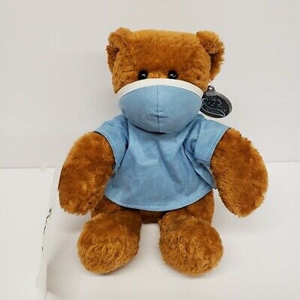 Princess Soft Toys 7" Seated Teddy Bear Scrub Top Mask Vintage 2000 Animal Plush