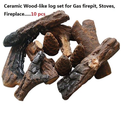 Moda Flame 10 Small Pcs Ceramic Wood-like Log for Gas Fireplaces,stoves firepits