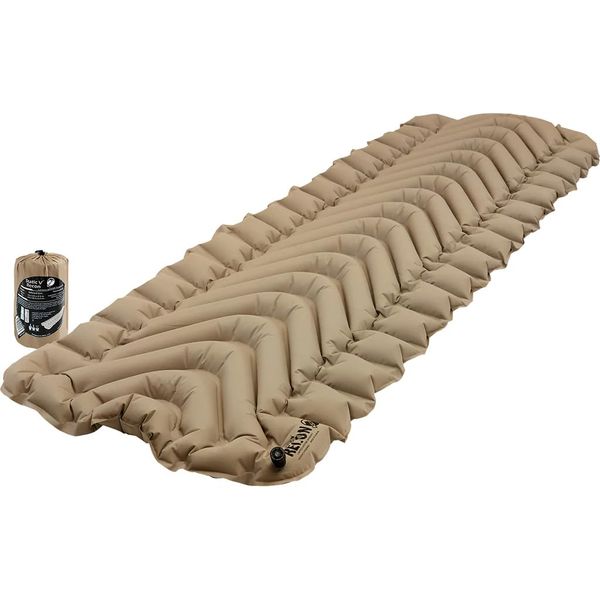 Klymit Static V Inflatable Sleeping Pad for Camping, Lightweight Hiking and Backpacking Air Bed, 3 Inch Thick, Coyote Sand