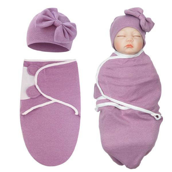 Reborn Baby Dolls Accessories Purple Swaddle Blanket & Hat 2 Pcs Set for 17-22 Inch Reborn Doll Newborn Baby Girl