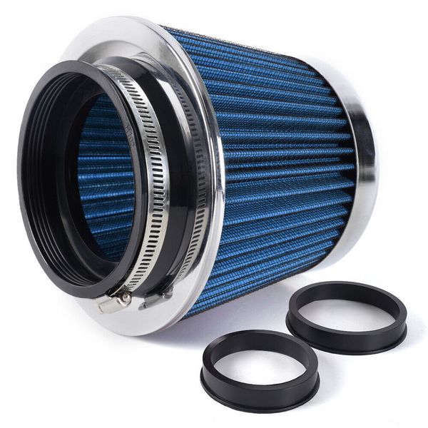 BLUE 3"/3.5"/4" High Flow Inlet Dry Air Filter Cold Air Intake Cone Replacement