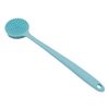 Soft Silicone Back Scrubber Shower Bath Body Brush with Long Handle (Blue)