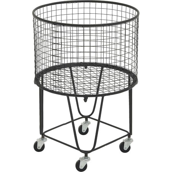 CosmoLiving byCosmopolitan Metal Deep Set Metal Mesh Laundry Basket Storage Cart