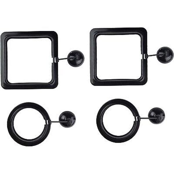 4 Pack Aquarium Fish Feeding Ring with Suction Cup, Square and Round Black