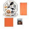 Foil Stamped Hexagonal Halloween Party Dinnerware Set (Bats & Boos)