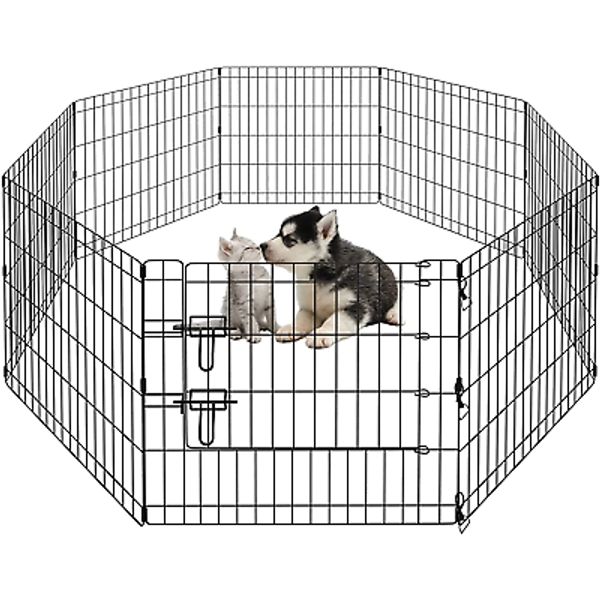 Dog Pen Pet Playpen Dog Fence Indoor Foldable Metal Wire Exercise Puppy Play Yar