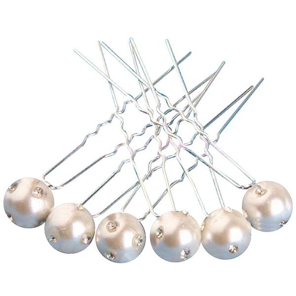 Shop Ginger Wedding Hair Pins Pearls Crystal Rhinestones Accent Wedding Bridal Veil Accessory (White)