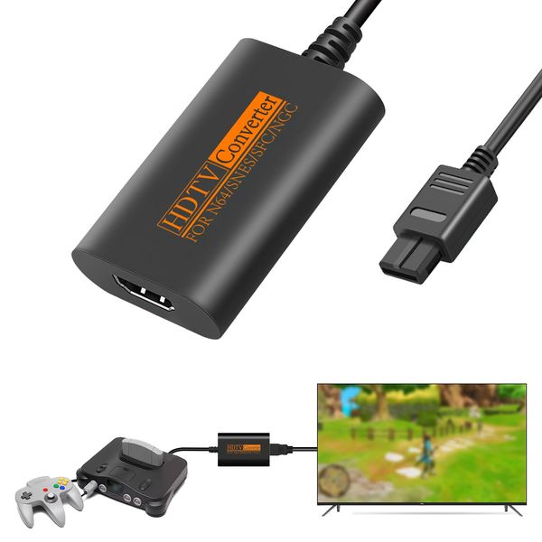 N64 HDMI Video Converter for N64 / GameCube / SNES HDMI Converter Adapter Support 720P Output Aspect Ratio 16:9 / 4:3 Plug and Play - No HDMI Cable Included