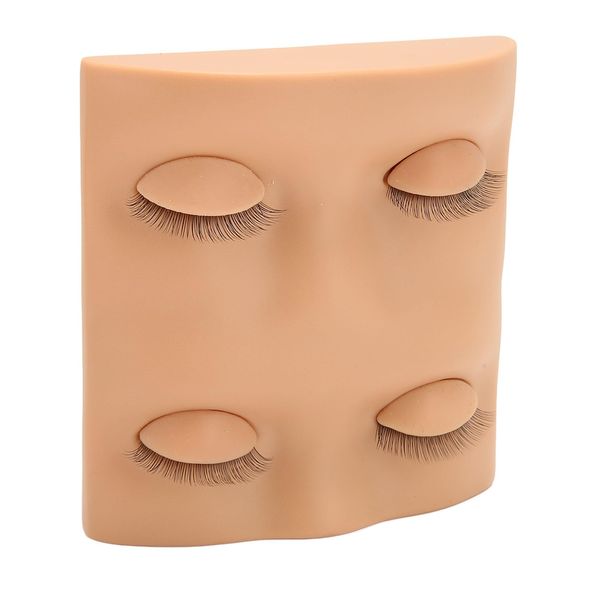 TYTOGE Eyelash Practice Mannequin Head Double Layer Lash Mannequin Head with 2 Pairs Replacement Eyelids (Light Brown)