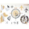 Modern Boho 5 Sheets Metallic Tattoos, Gold/Silver Flash, Wanderlust Collection