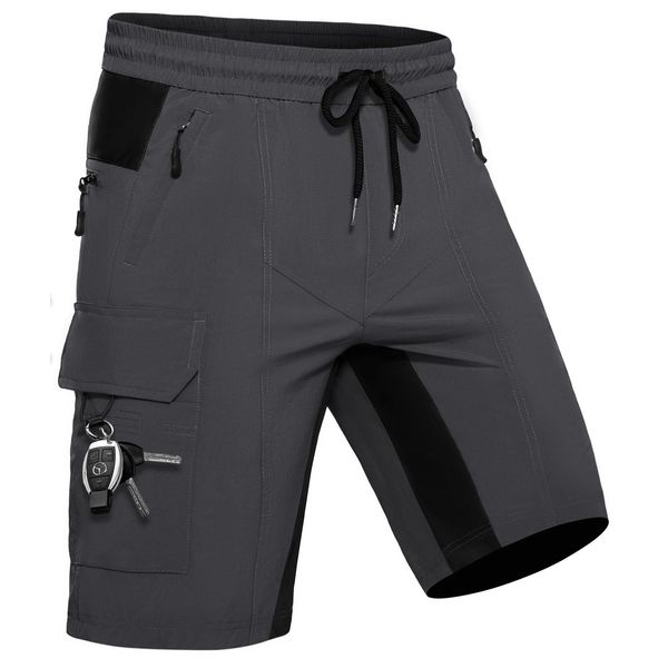 Wespornow Herren Leichte mit 5 Taschen Schnelltrocknend Wanderhose Kurz Cargo Bermuda Chino Sporthose Outdoor Trekking Wandern Sommer Shorts Männer Kurze Hose Wandershorts Hosen(Grau, 3XL)