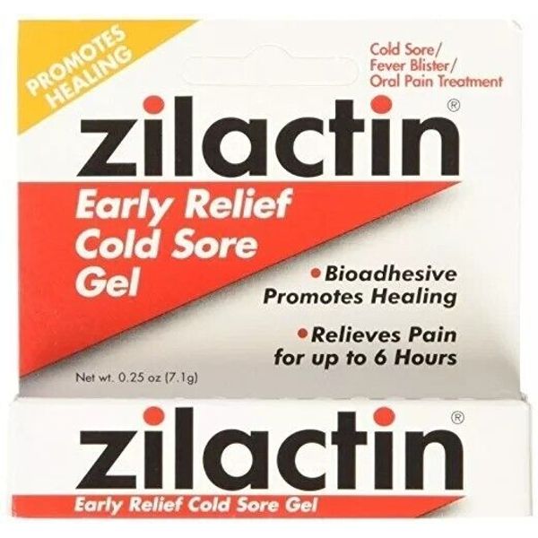 Zilactin COLD Sore Relief Gel 0.25oz RED Fast Shipping