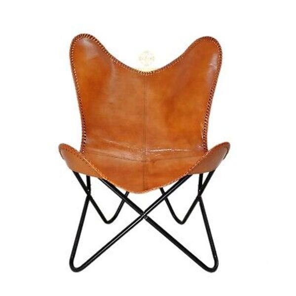 Home & Office Relaxing Butterfly Chair – Iron Stand Leather Lounge Chair PL2-267