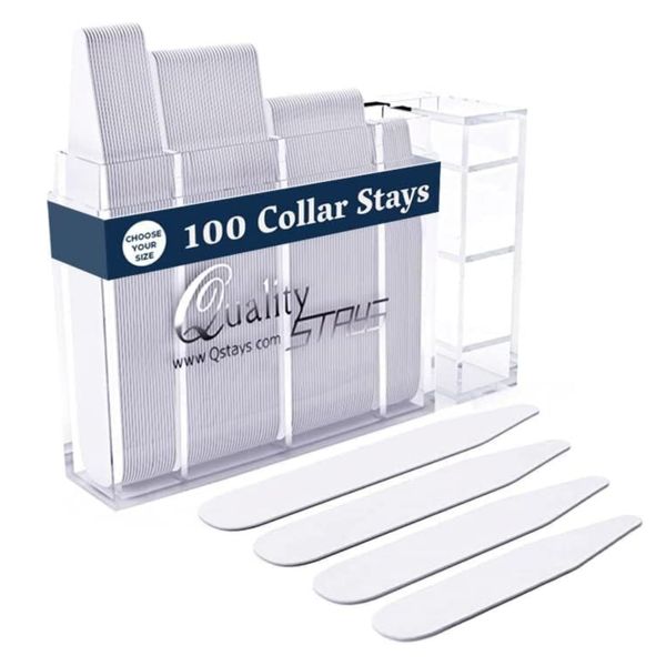 100 Plastic Collar Stays for Men's Dress Shirts - Plastic Dress Shirt Collar Inserts- Plastic Collar Stays for Men (2.5")