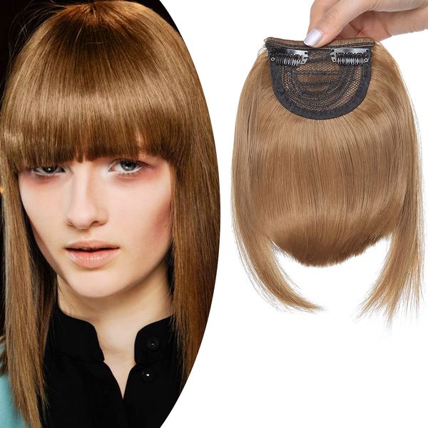 SEGO Pony Haarteil Extensions Fringe Clip in Bangs One Piece In Front Hair Haarverlängerung Kaffee braun-1